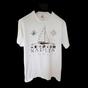 80's  Naples Florida Sailing Classic T-Shirt White Large USA